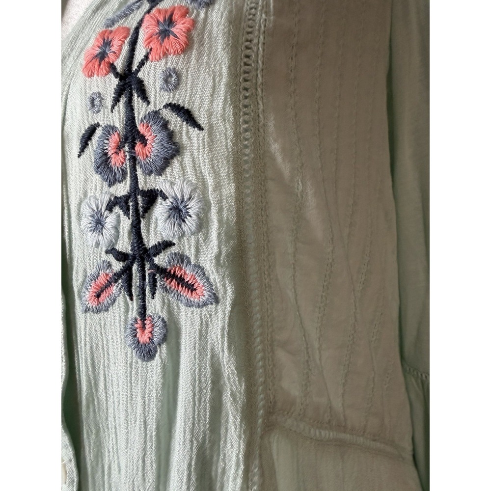 Flutter & Kick Maternity Tunic Mint Embroidered Lace Cotton Floral Cottagecore - Picture 5 of 8